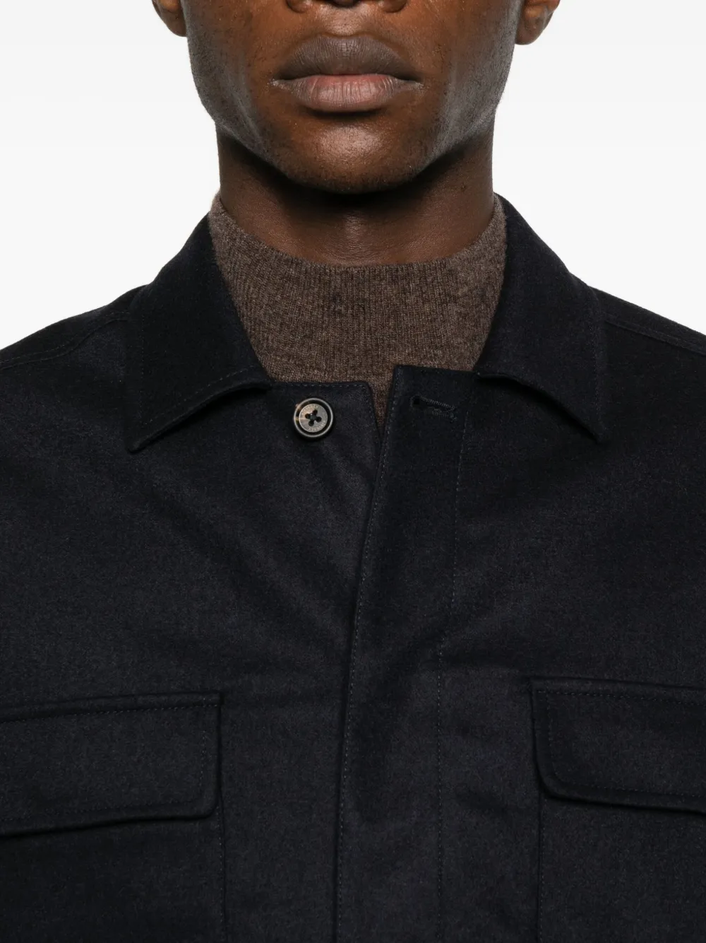 Eleventy Shirtjack met borstzak Blauw