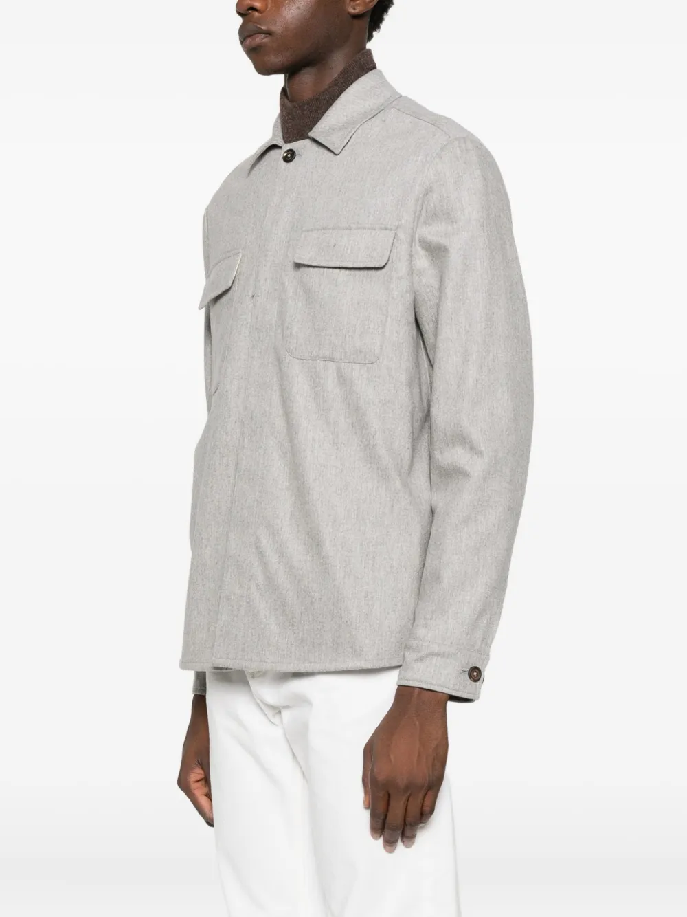 Eleventy Shirtjack met klepzakken en knopen Grijs