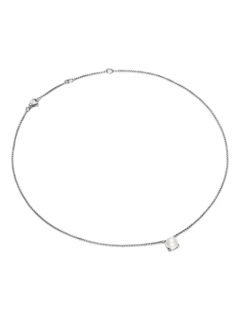 David Yurman sterling silver diamond and pearl necklace