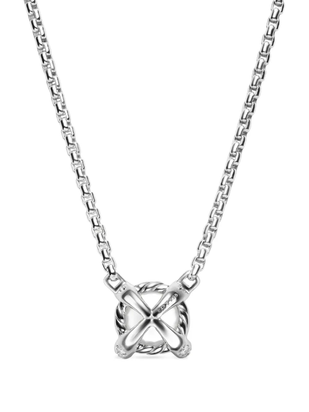 David Yurman Sterling Silver Diamond And Pearl Necklace In Metallic