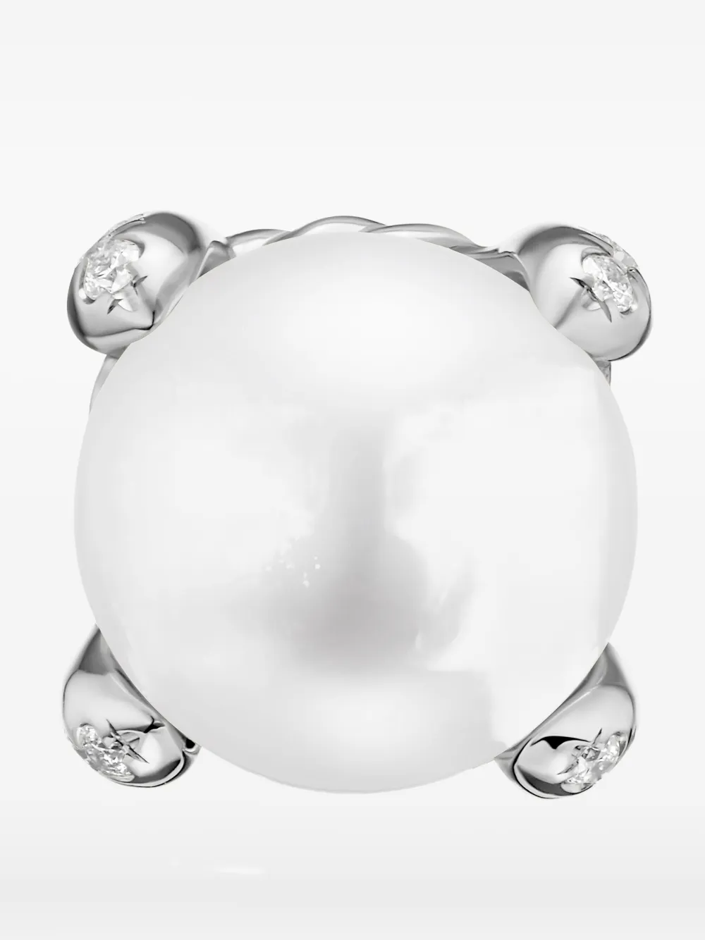 David Yurman Sterling Silver Pearl And Diamond Earrings In White