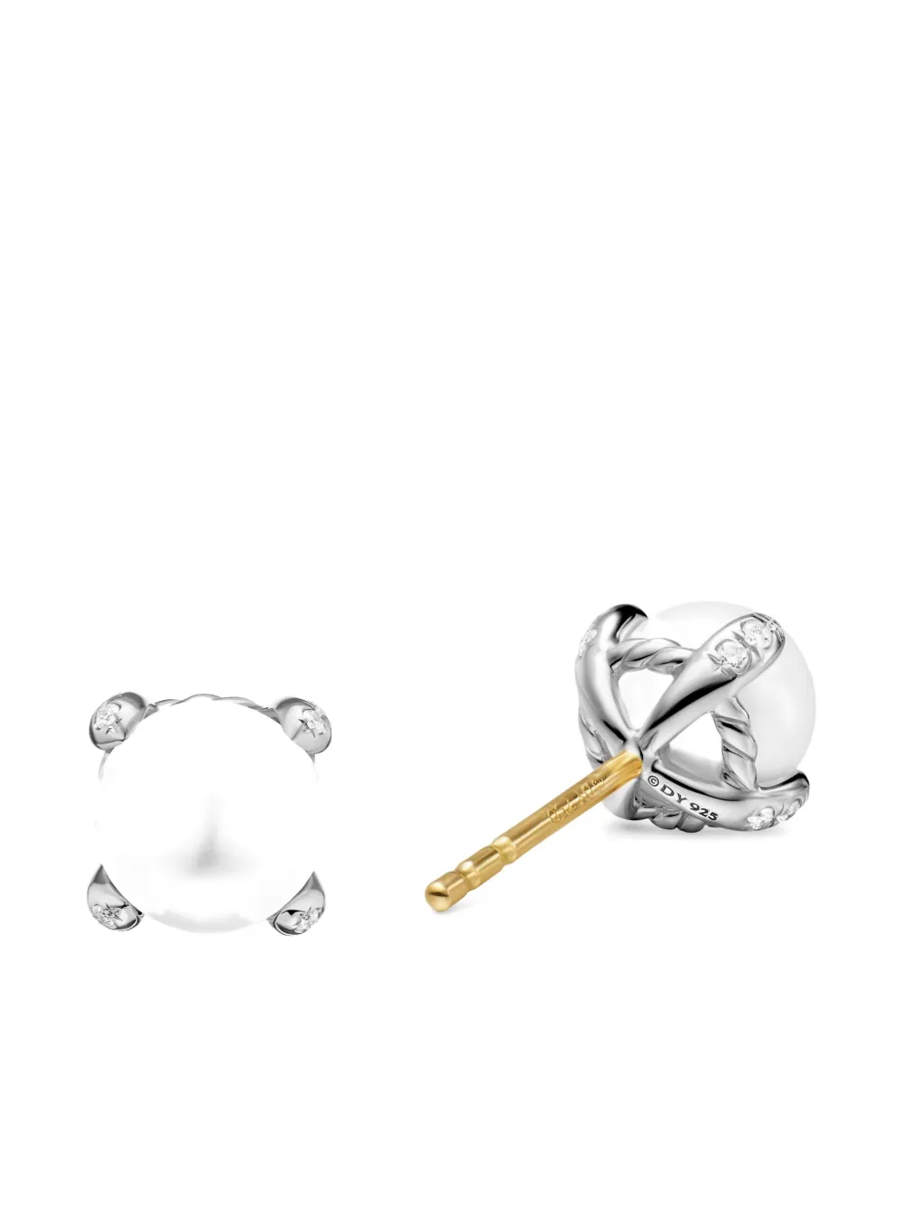 David Yurman Sterling Silver Pearl And Diamond Earrings In White
