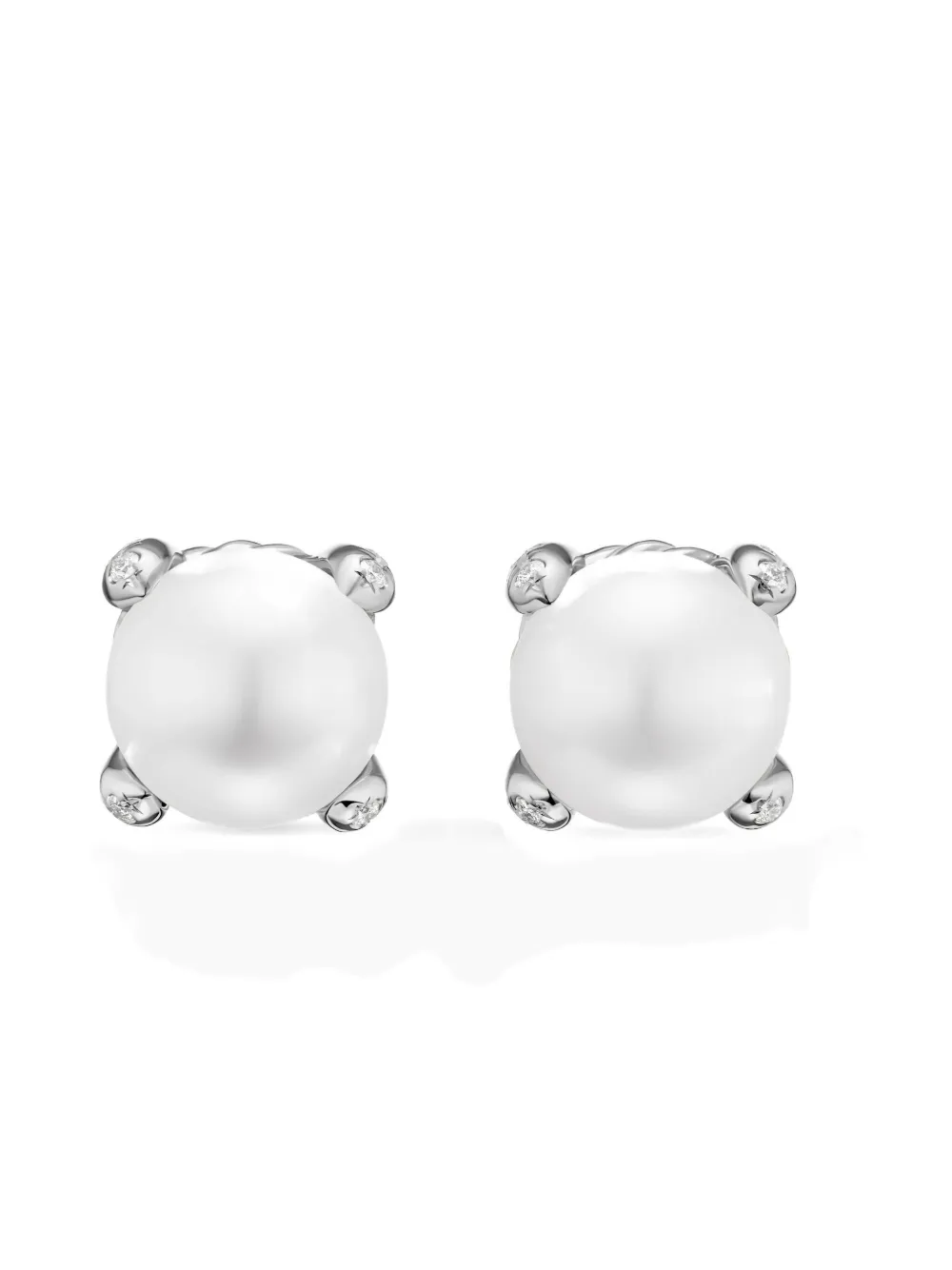 David Yurman sterling silver pearl and diamond earrings - DSSDPEDI David Yurman sterling silver pearl and diamond earrings - DSSDPEDI