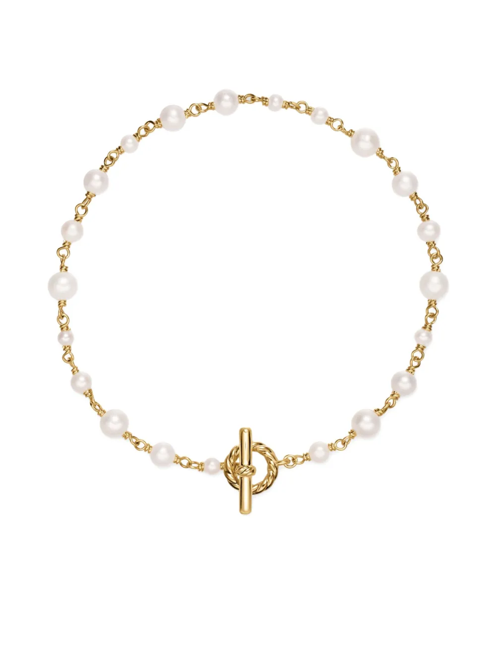 David Yurman 18k Yellow Gold Toggle-chain Pearl Bracelet In Gold