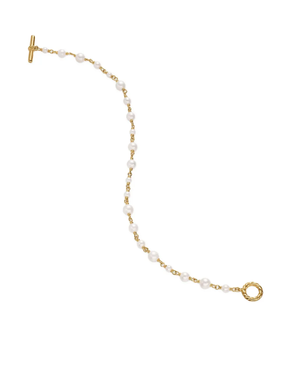 David Yurman 18k Yellow Gold Toggle-chain Pearl Bracelet In Gold