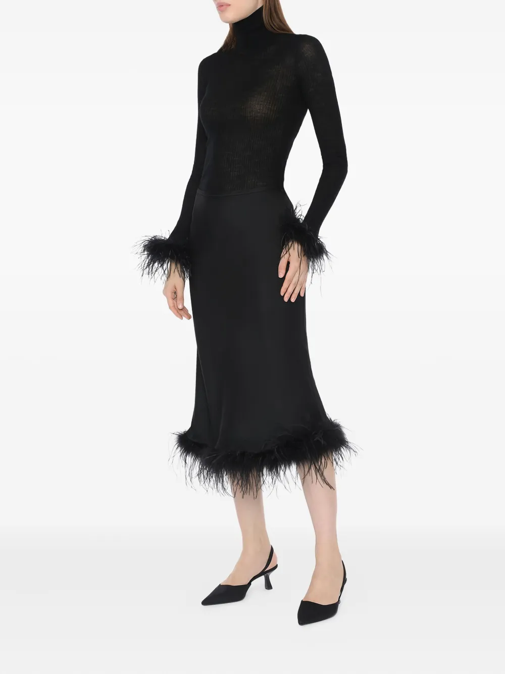 Blumarine Rok met veren afwerking - Zwart