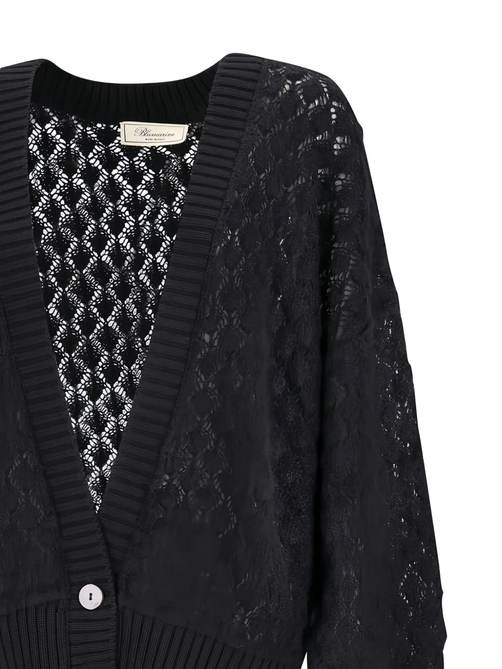 Blumarine Open-knit Buttoned Cardigan In Black