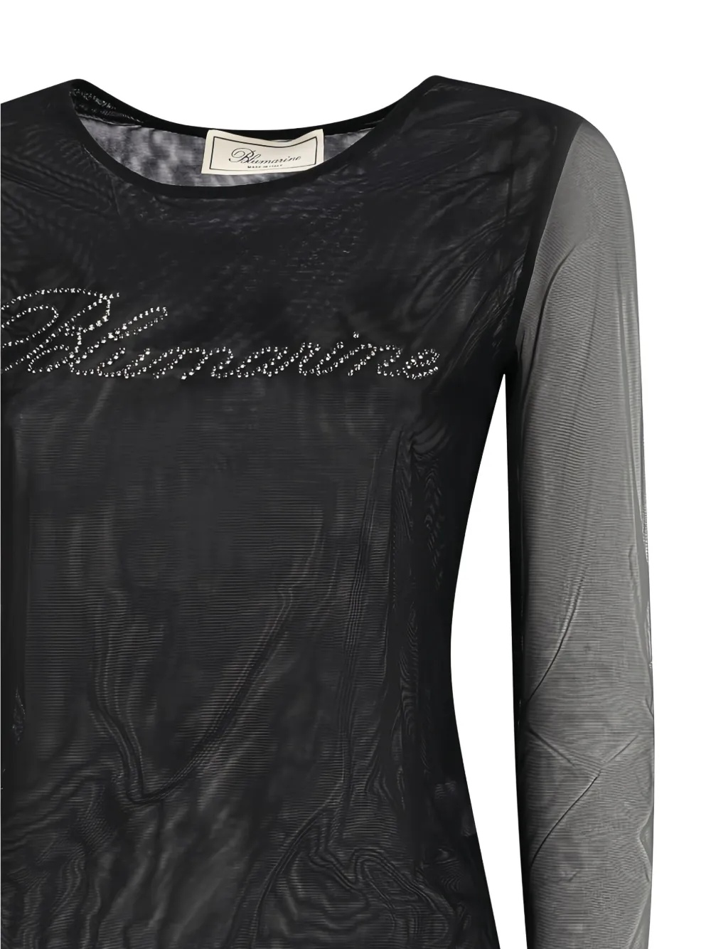 Blumarine Embellished Tulle T-shirt In Black