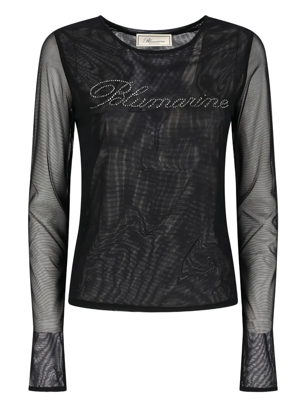 Blumarine Embellished Tulle T-shirt In Black
