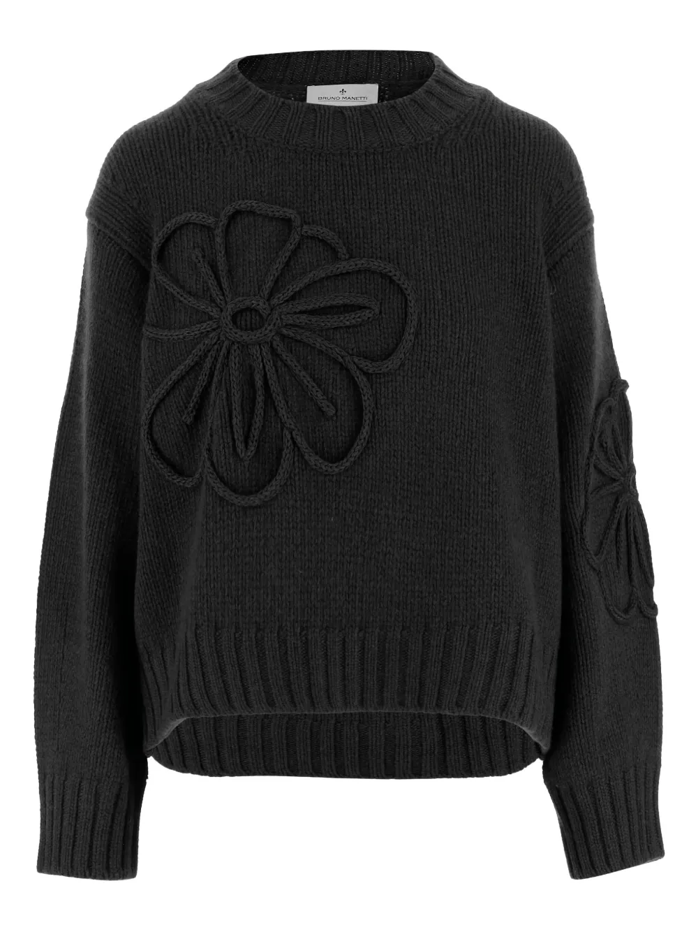 Bruno Manetti flower-applique sweater | Black | Image 1