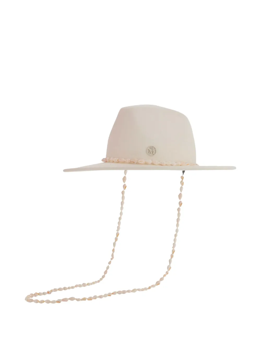 Maison Michel Wollen hoed verfraaid met schelpen Beige