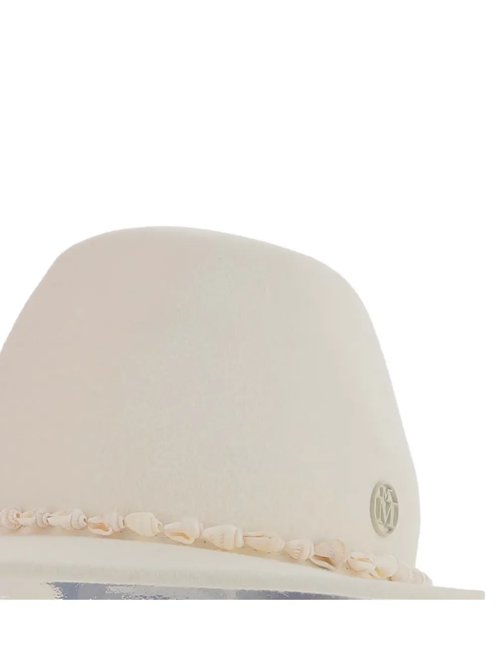 Maison Michel Wollen hoed verfraaid met schelpen Beige