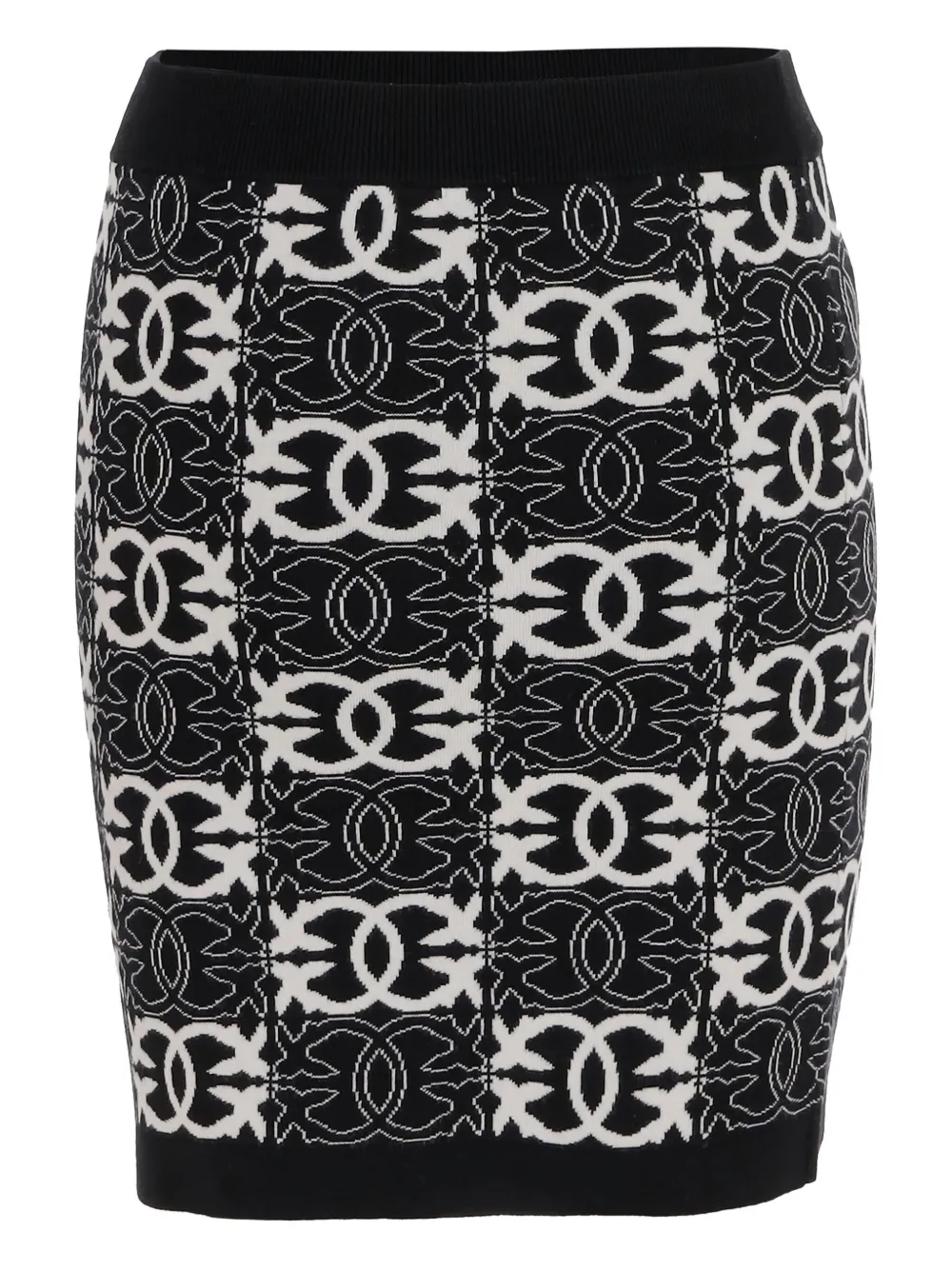 PINKO elasticated-waistband logo-patterned skirt - Zwart