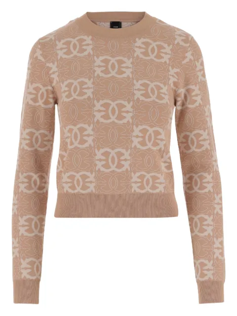 PINKO Love Birds-print crew-neck sweater