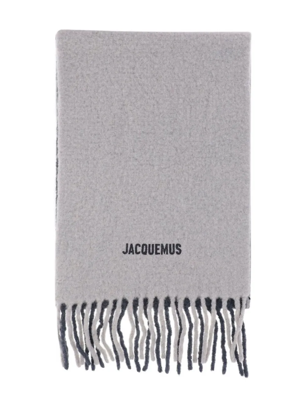 Jacquemus Embroidered Alpaca-blend Scarf In Gray