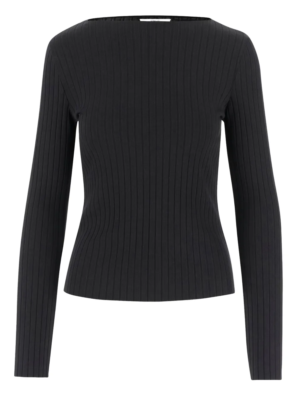 Vince Geribbelde sweater met ronde hals Zwart