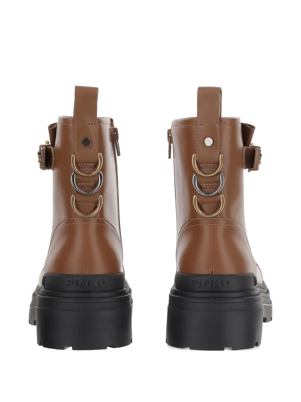PINKO buckle-detail logo-plaque ankle boots Brown