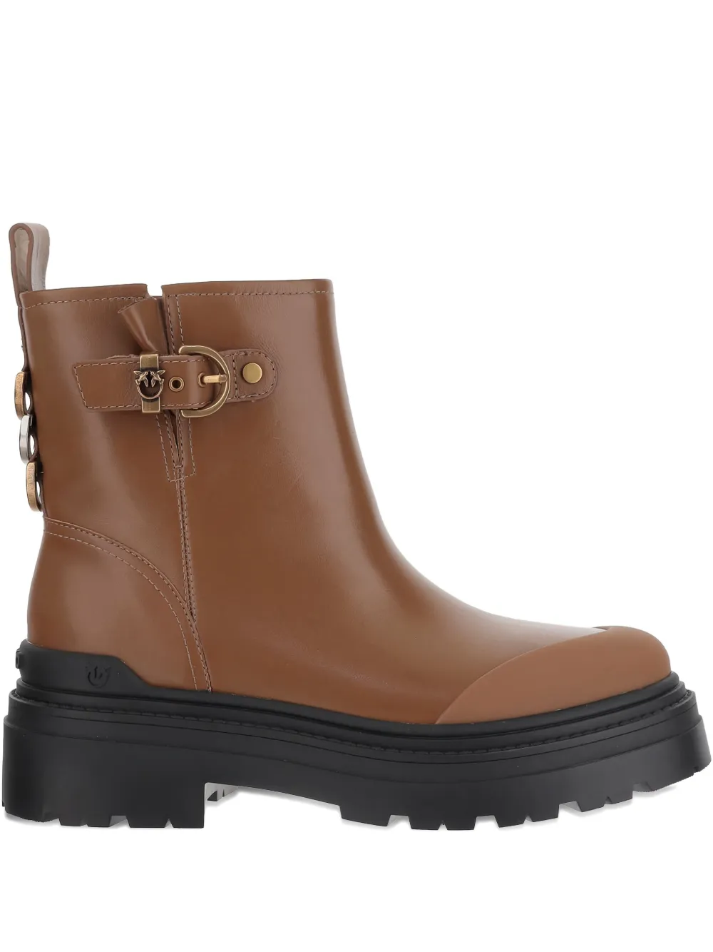 PINKO buckle-detail logo-plaque ankle boots Brown