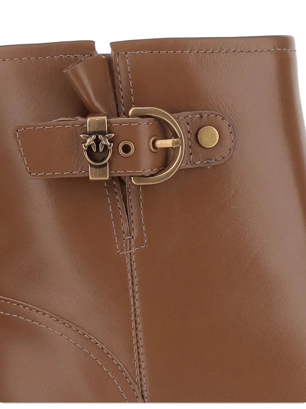 PINKO buckle-detail logo-plaque ankle boots Brown