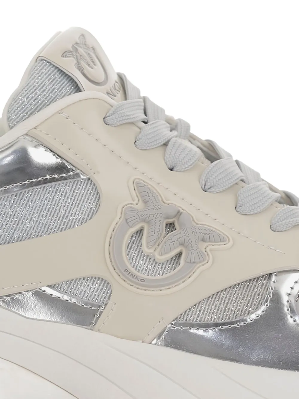Pinko Ariel Mirror-finish Sneakers In Gray