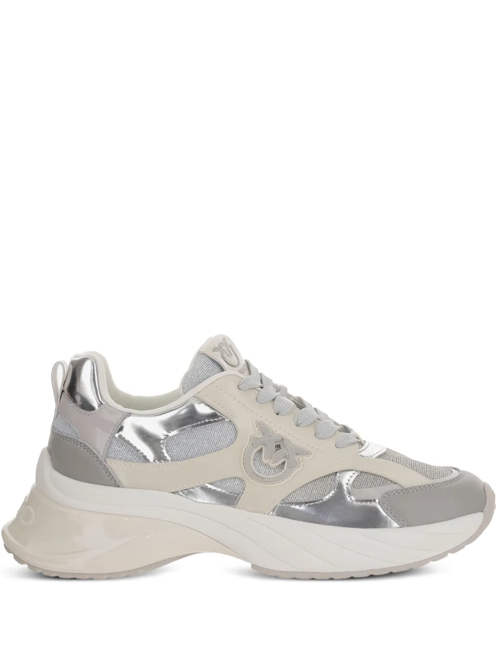 PINKO Ariel mirror-finish sneakers Grijs