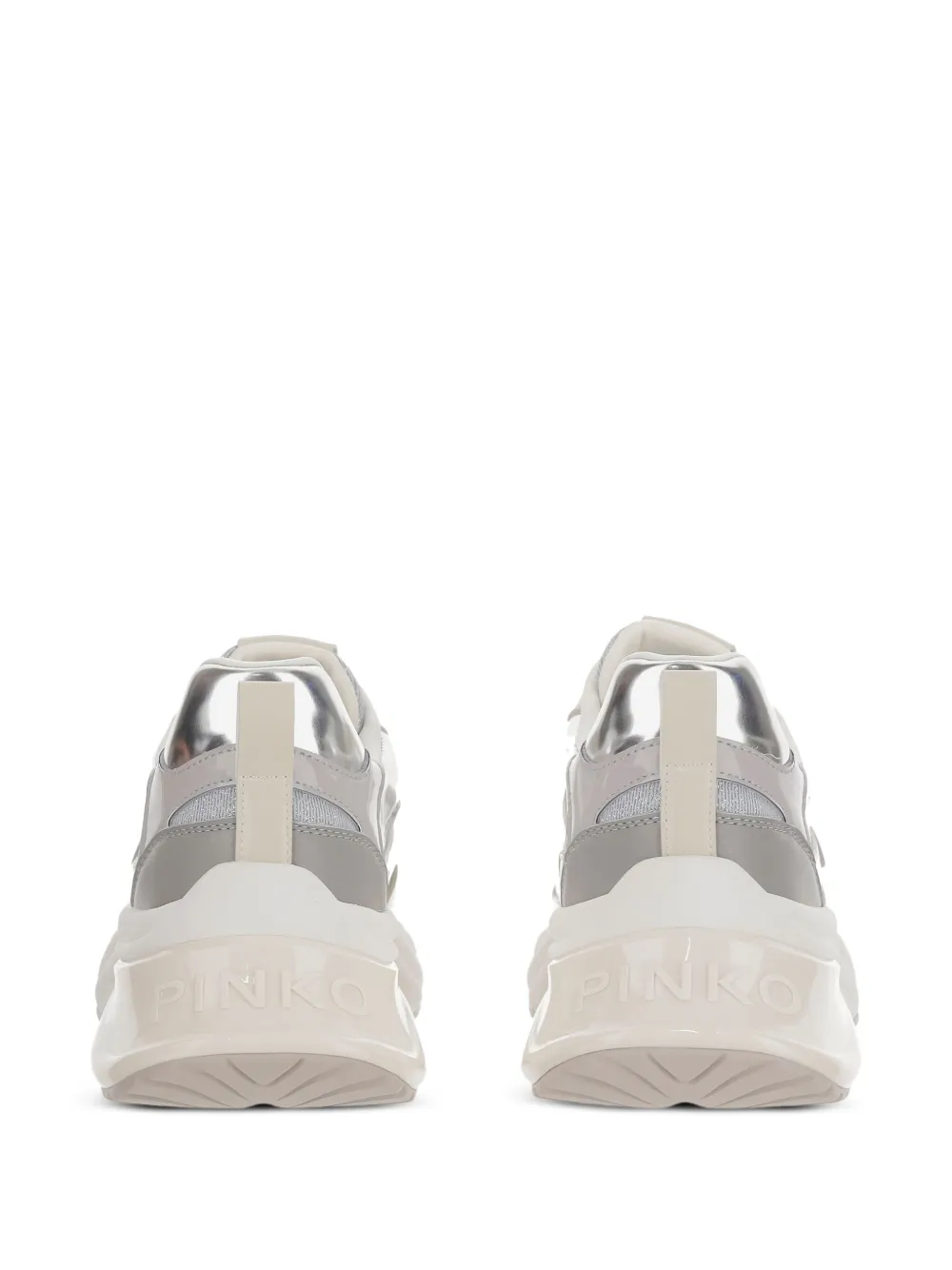 Pinko Ariel Mirror-finish Sneakers In Gray
