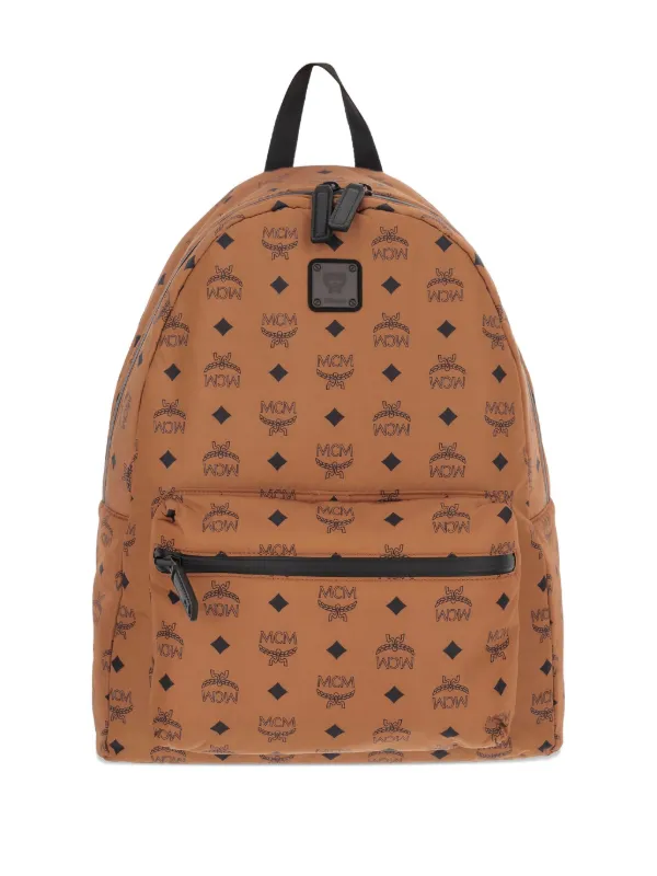 MCM ハンドバック　ブラウン　ロゴプリント MCM monogram-pattern Backpack | Brown | FARFETCH