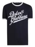 Dolce & Gabbana logo-print ringer T-shirt - Blue
