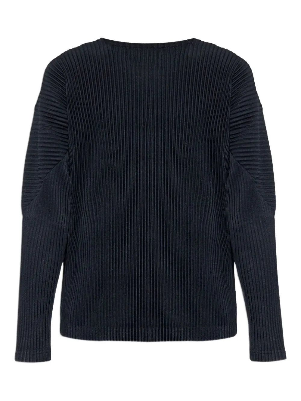 Issey Miyake pleated long-sleeve t-shirt - Blauw