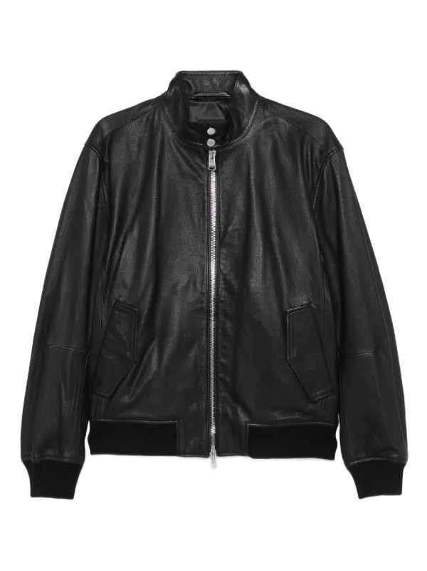 BOSS Leather Bomber Jacket Black FARFETCH IN