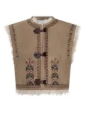 MARANT ÉTOILE Clemencia embroidered shearling vest - Neutrals