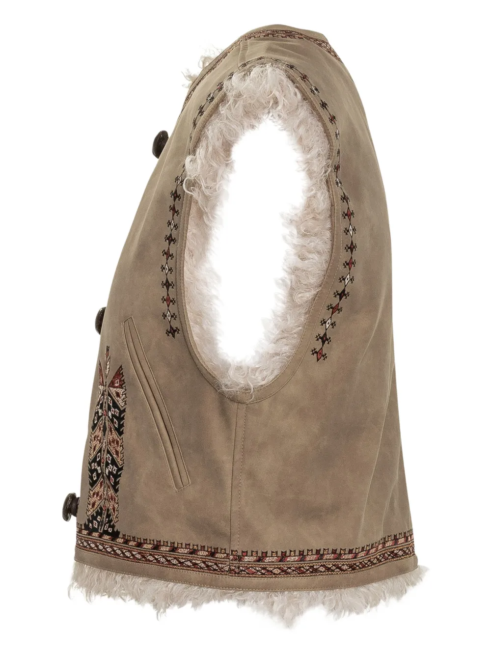 Isabel Marant Étoile Clemencia Embroidered Shearling Vest In Neutral