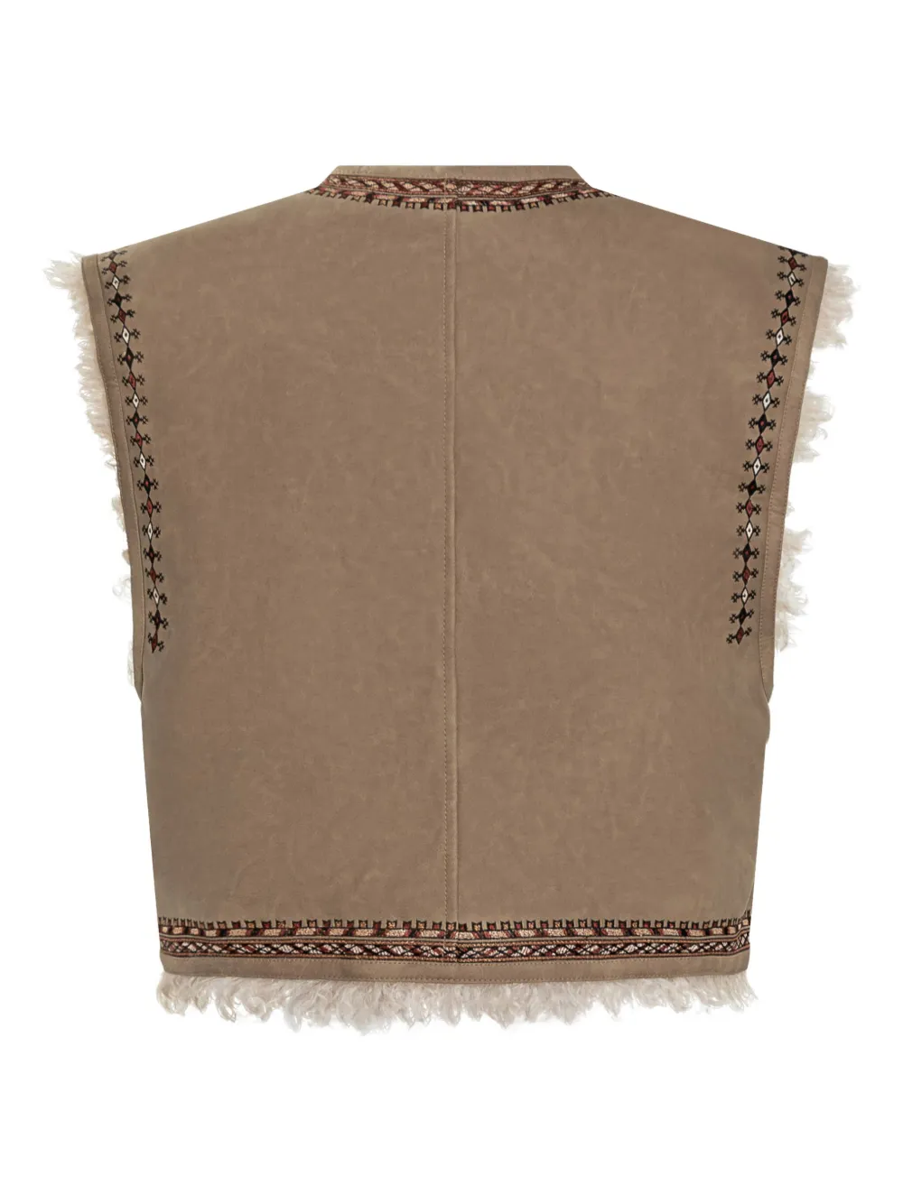 Isabel Marant Étoile Clemencia Embroidered Shearling Vest In Neutral