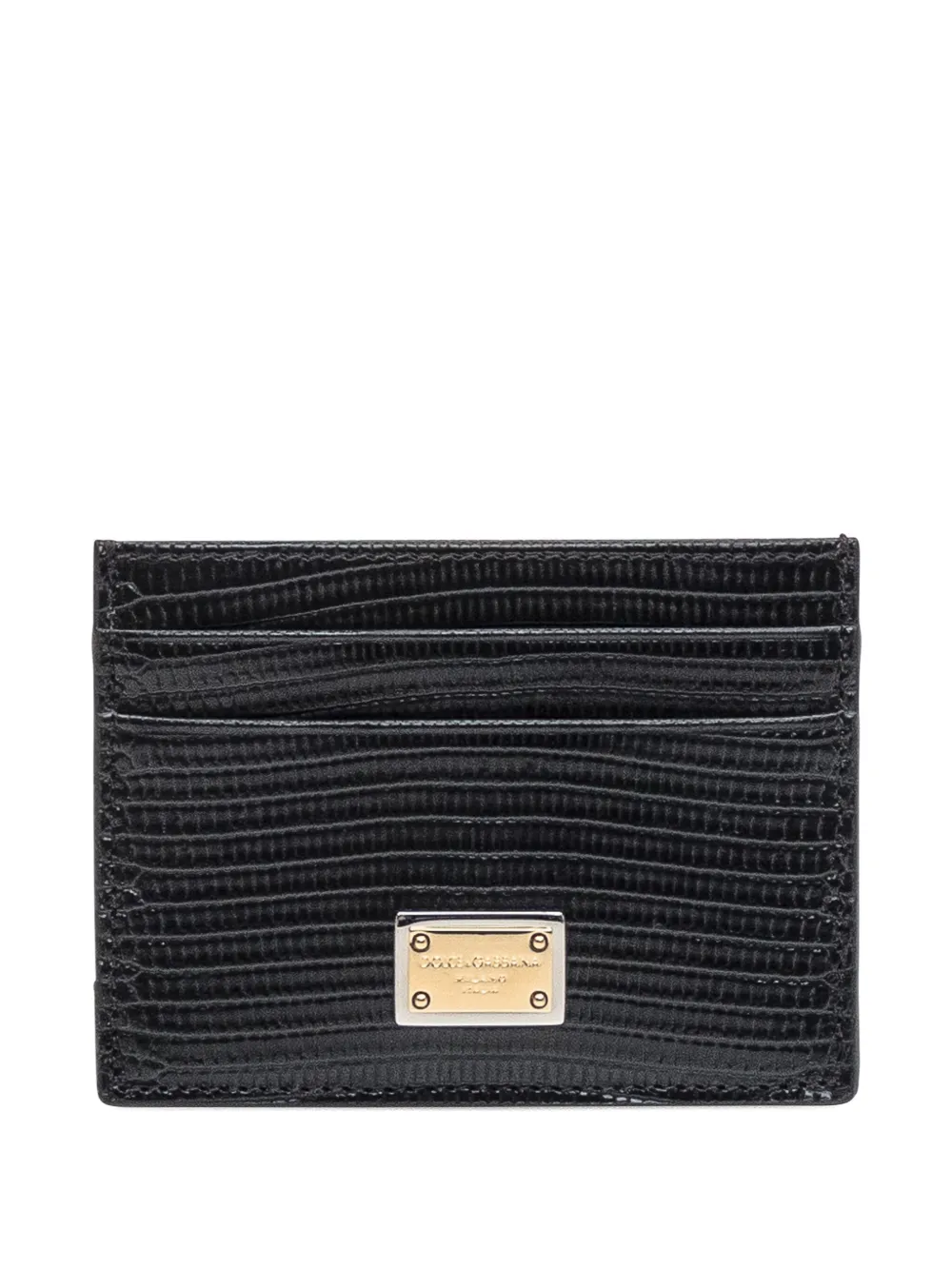 Dolce & Gabbana logo-plaque leather cardholder Zwart