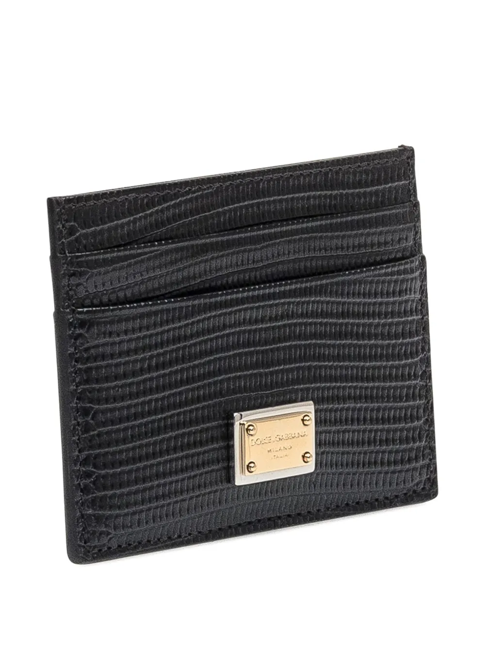 Dolce & Gabbana logo-plaque leather cardholder Zwart