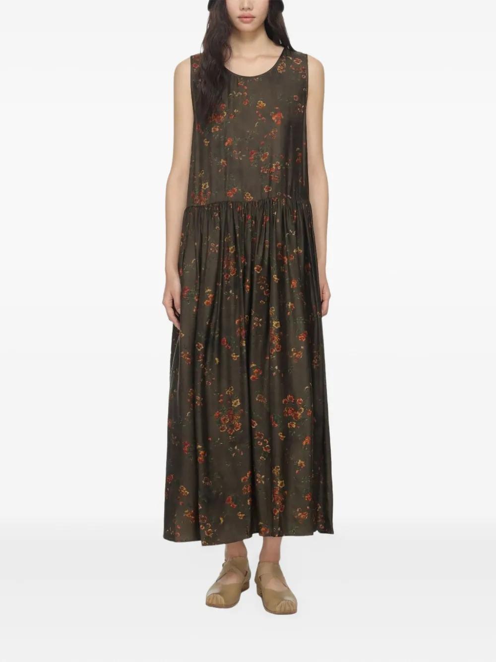 Uma Wang Maxi-jurk met bloemenprint - Bruin