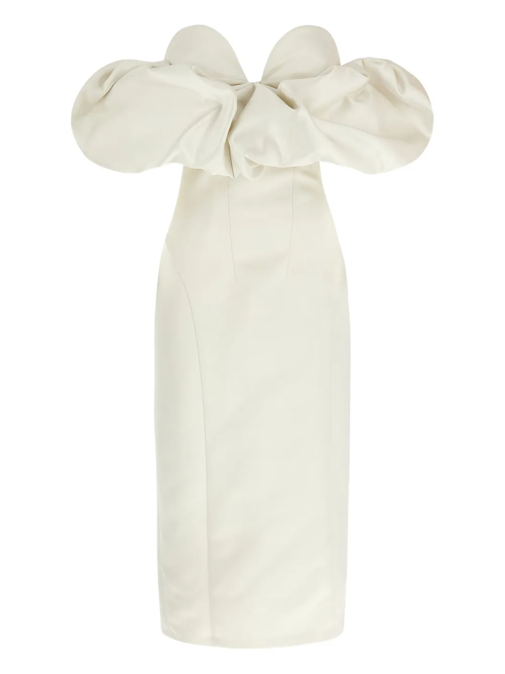 Elisabetta Franchi off-shoulder puff-sleeve midi dress - Wit