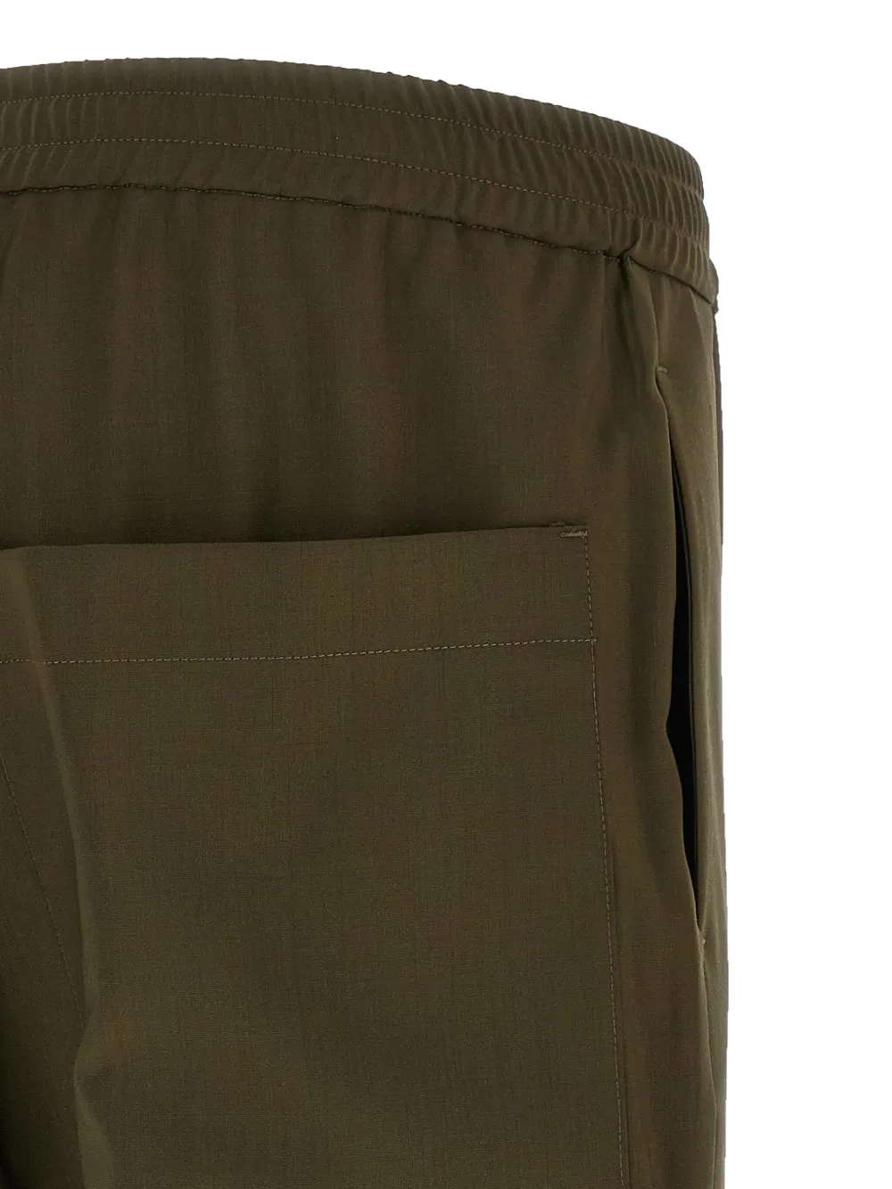 Barena Venezia Straight Leg Elastic Waistband Pants With Back Pockets In Brown