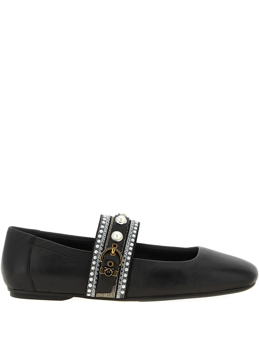 PINKO embellished-buckle ballet flats Black