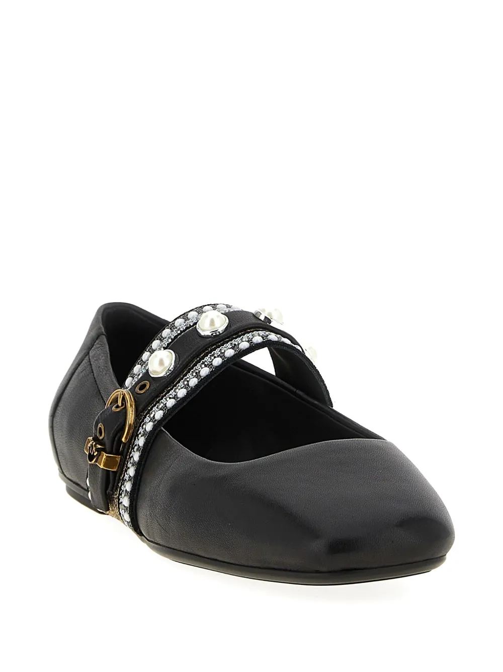 PINKO embellished-buckle ballet flats - Zwart