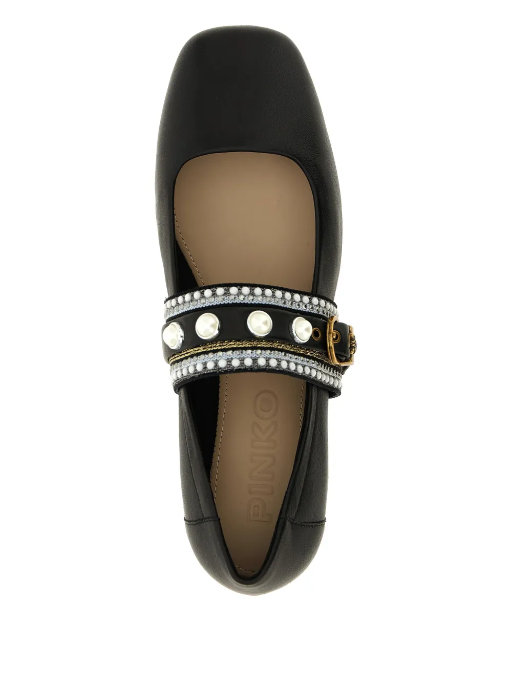 PINKO embellished-buckle ballet flats Black