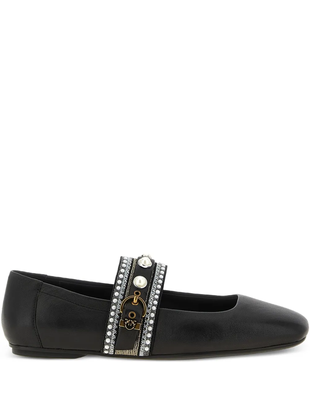 PINKO embellished-buckle ballet flats Black
