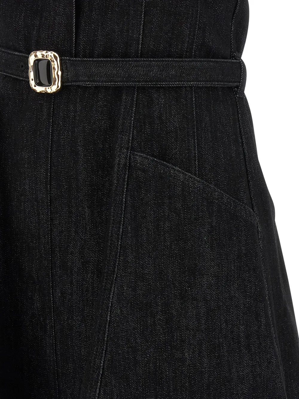 Self-Portrait Denim mini-jurk met sieraadknoop Zwart