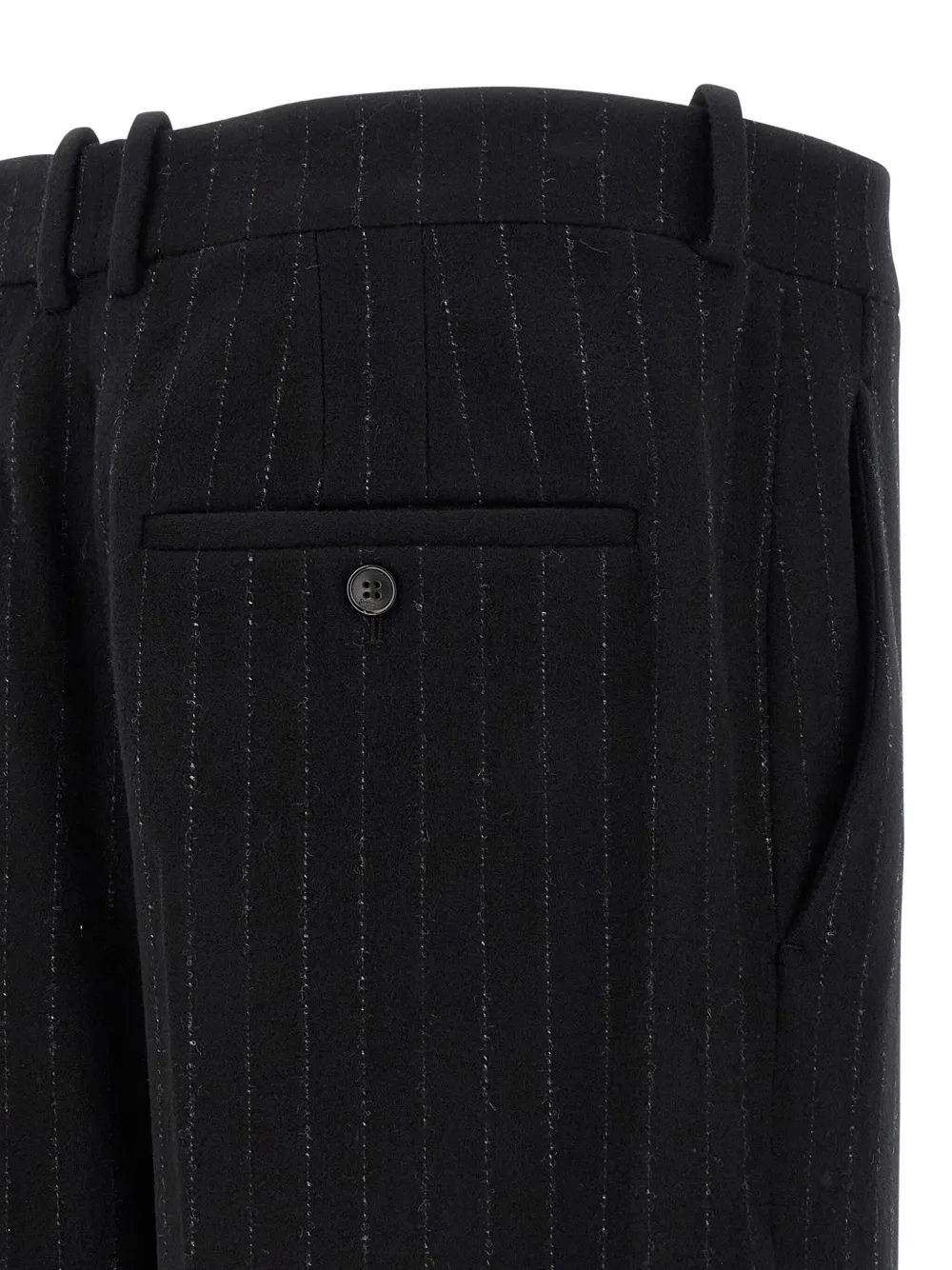 Saint Laurent pinstripe-pattern wool-cashmere blend trousers Zwart