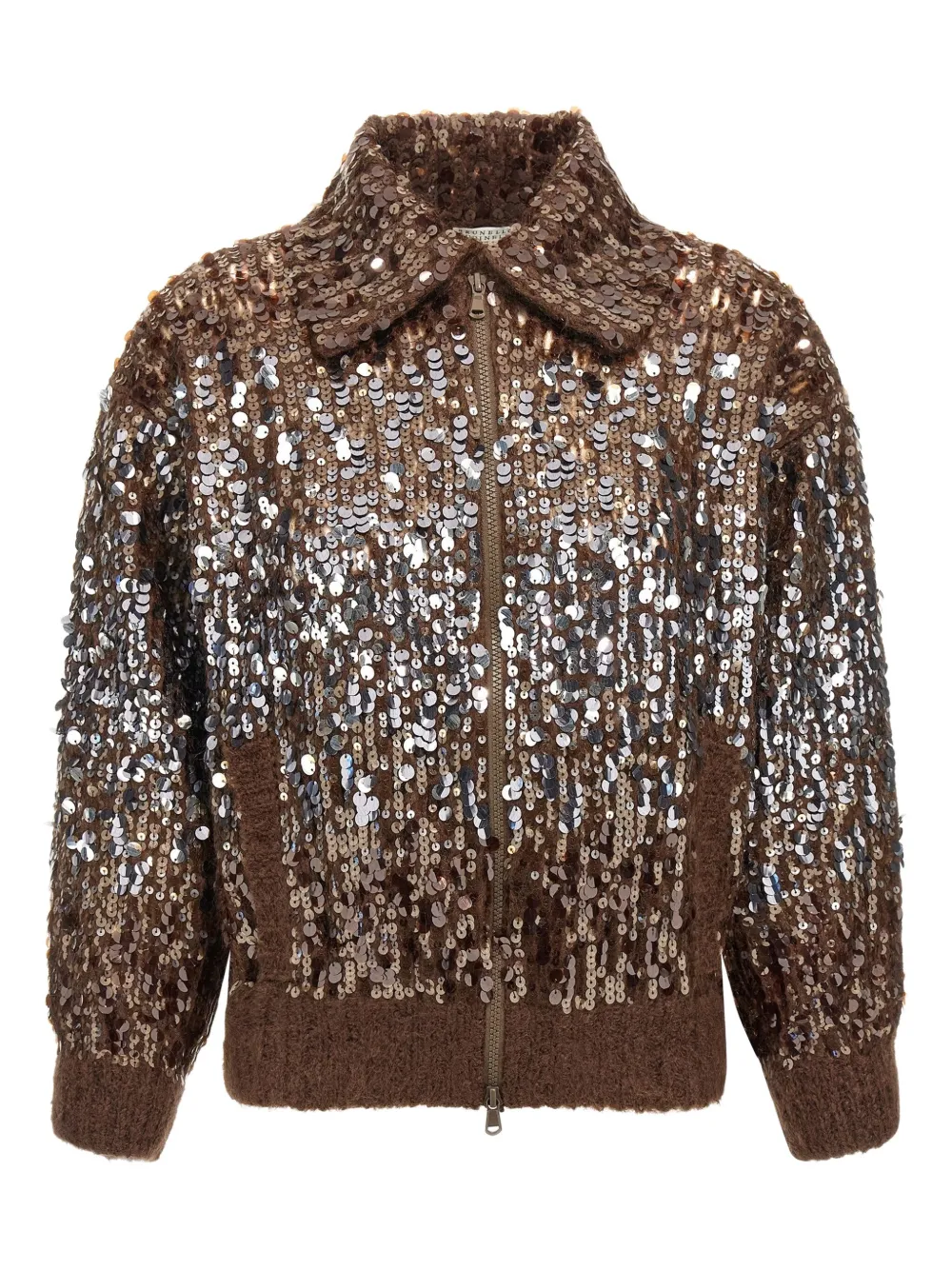 Brunello Cucinelli Sequin-embellished Cardigan In Brown