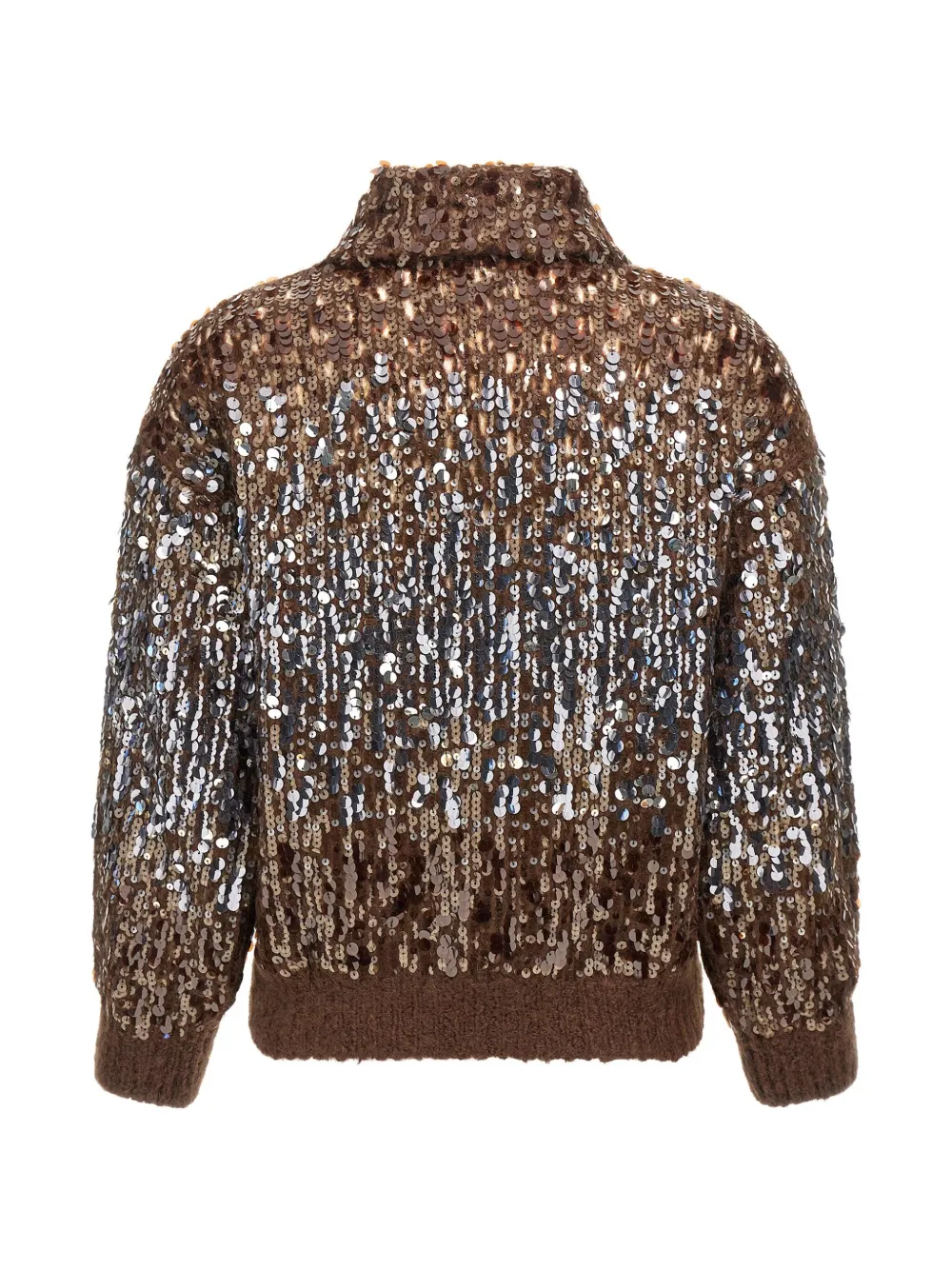 Brunello Cucinelli Sparkling Ombre Embroidery Cardigan In Brown