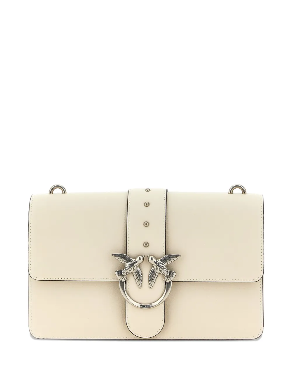 Pinko Bird-embellished Flap Cross Body Bag In Neutral
