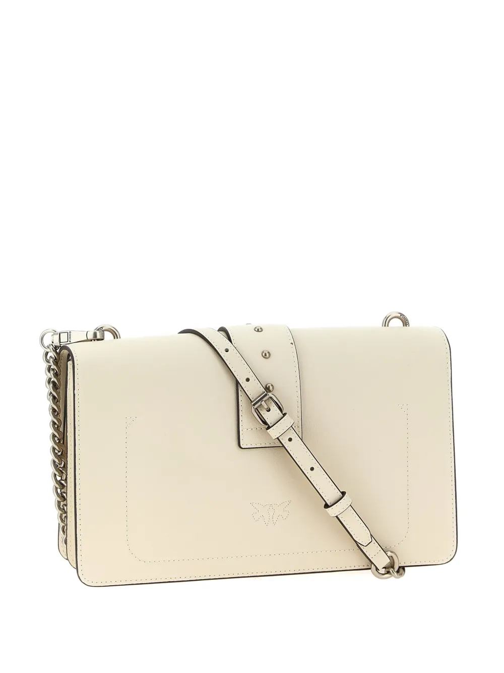 Pinko Bird-embellished Flap Cross Body Bag In Neutral