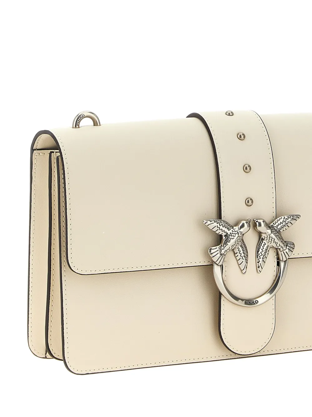 Pinko Bird-embellished Flap Cross Body Bag In Neutral