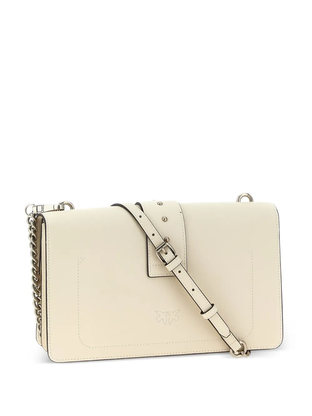 PINKO bird-embellished flap cross body bag Beige